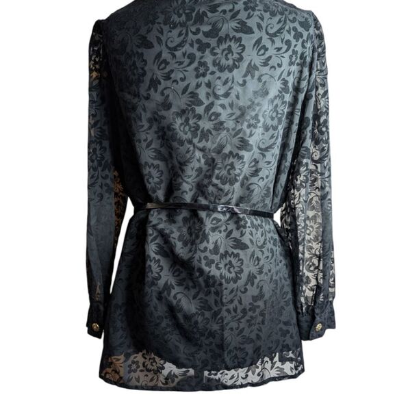 Black Velvet Floral Tunic Blouse size xl - Picture 2 of 5